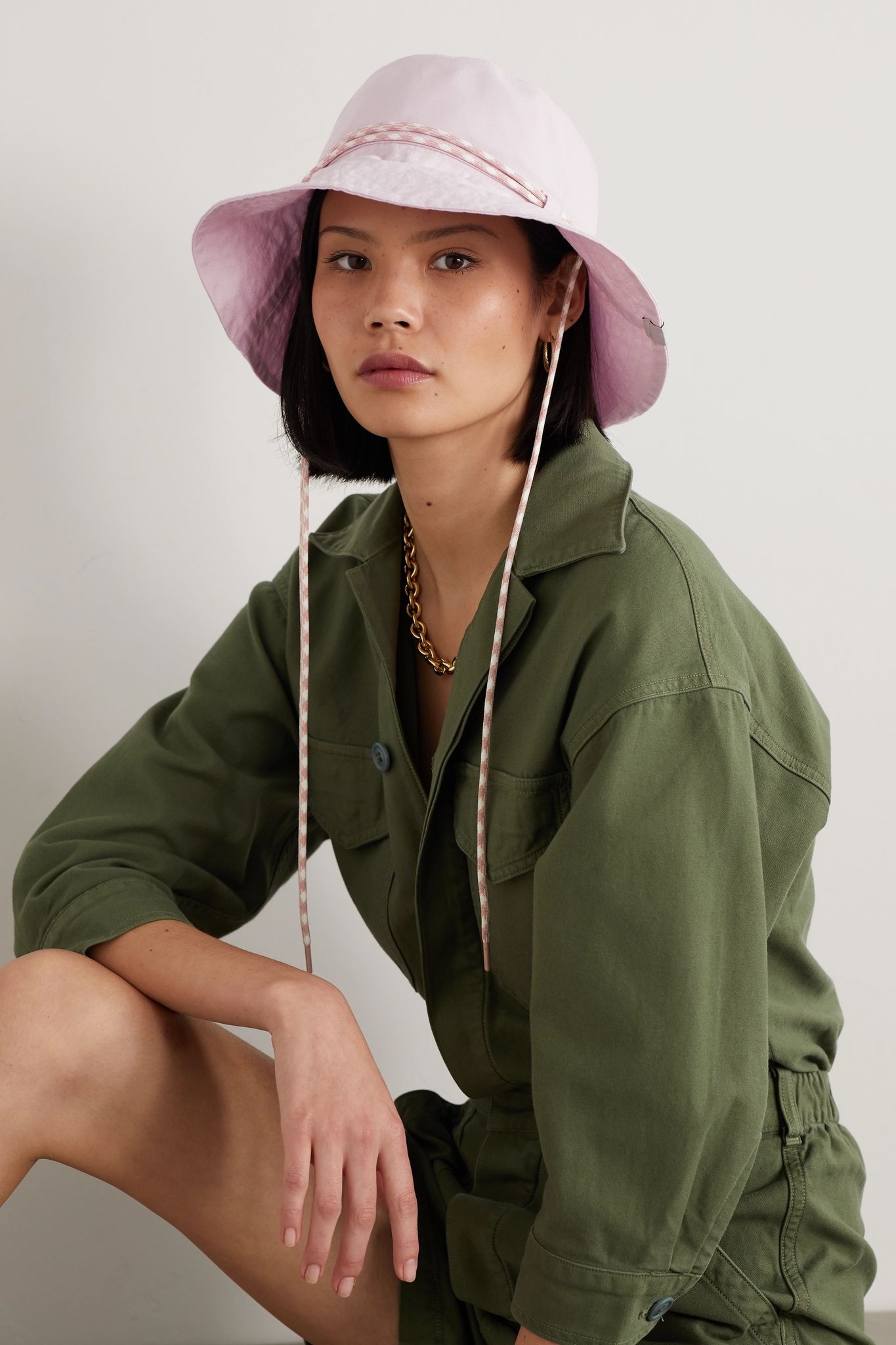 Rope-trimmed cotton bucket hat  - 2