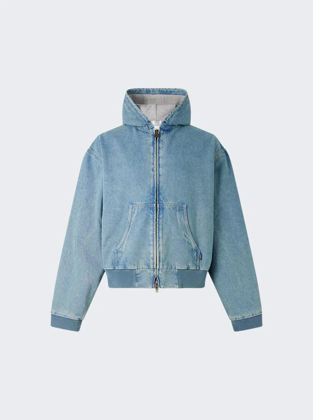 Hooded Workwear Denim Jacket Vintage Mid Blue - 1