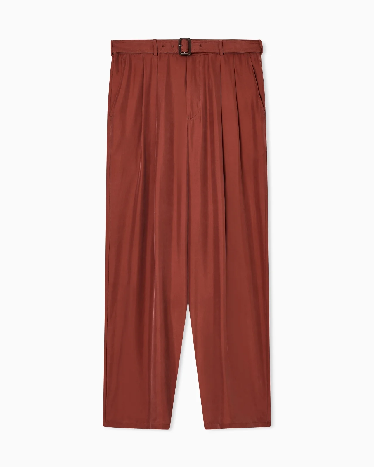 PURE WASHED SILK HABUTAI BELTED TROUSERS - 1