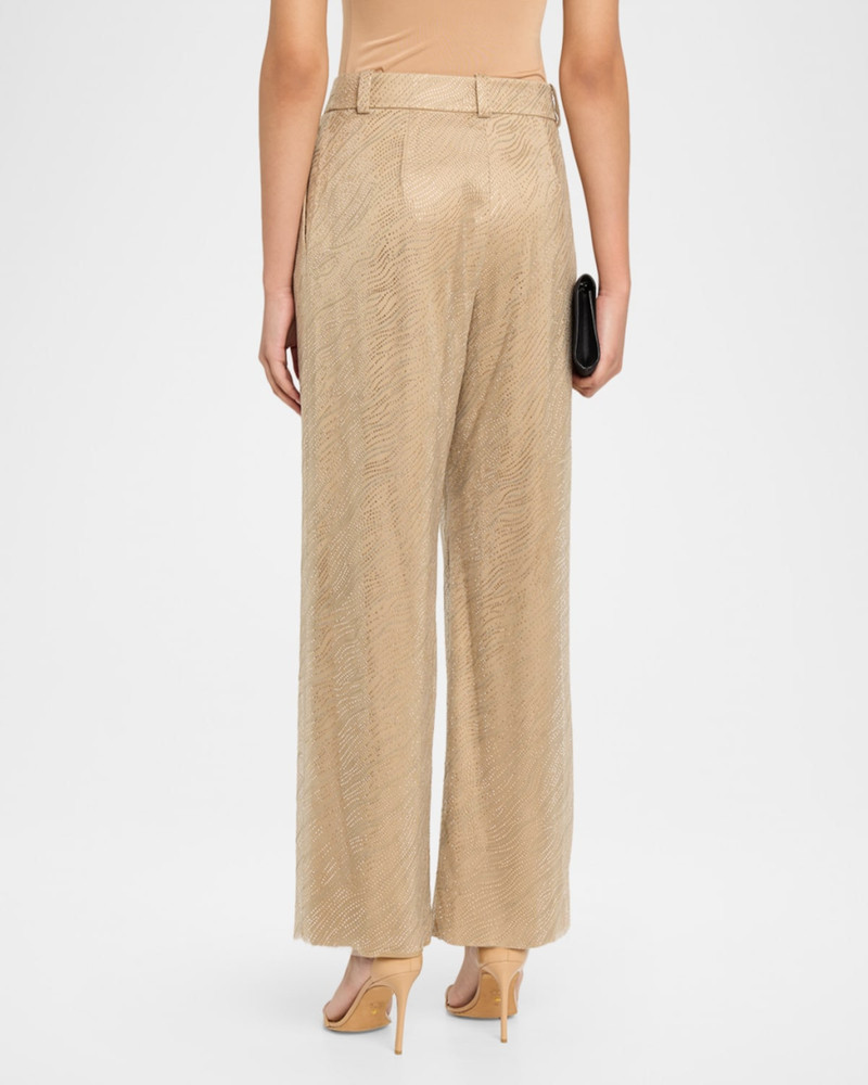 Embellished Pleated Straight-Leg Pants 3
