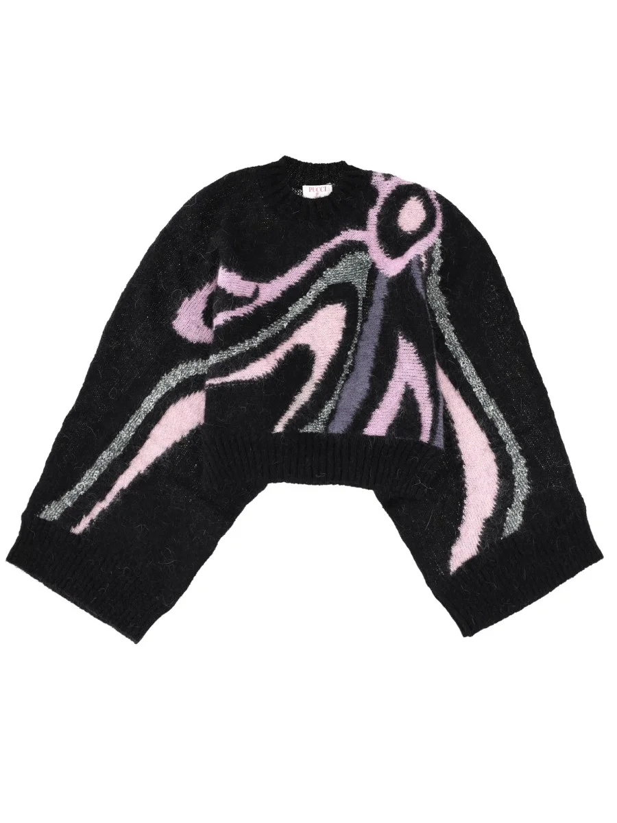 MOHAIR "MARBLE INLAY" PRINT SWEATER - 1