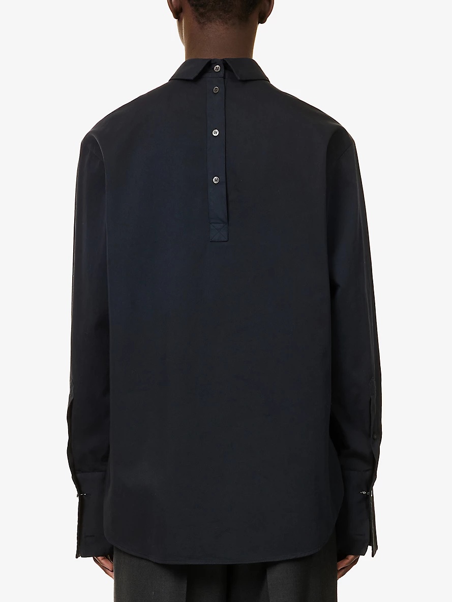 High-Neck Embellished Cotton Shirt - 4
