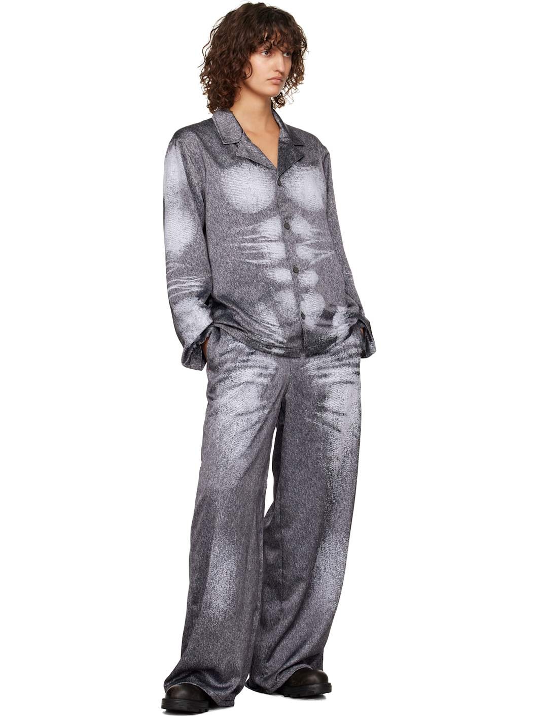 Black Savage X Fenty Edition Stains & Trompe Pyjama Top - 4