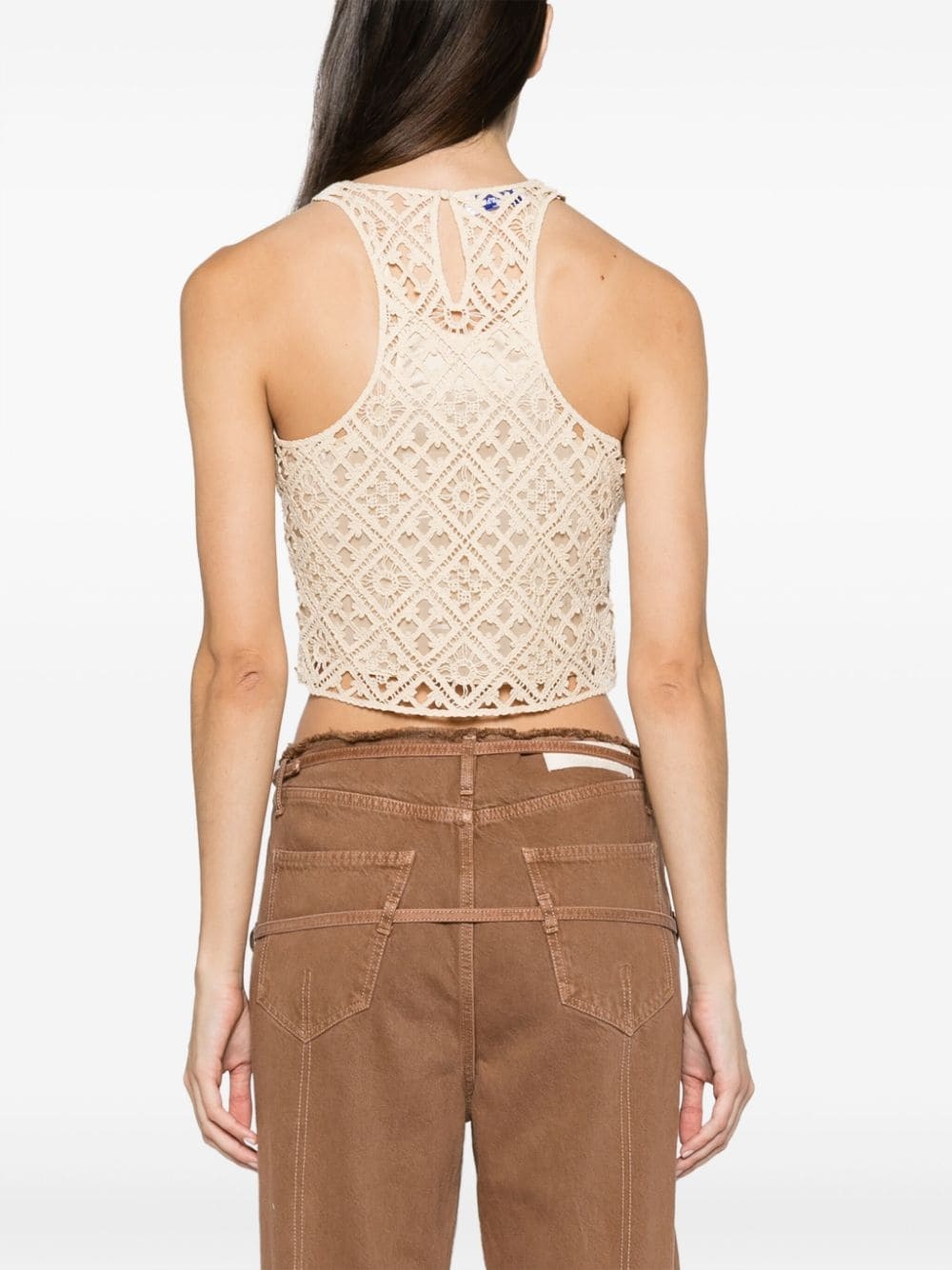 crochet-knit cropped tank ntop - 4