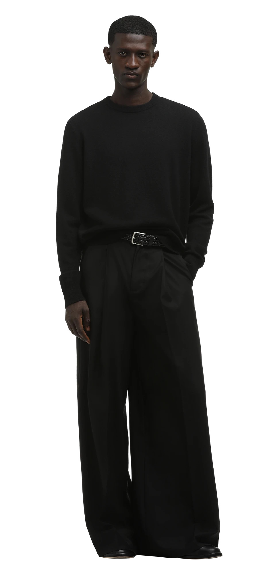 WIDE PLEATED TROUSER BLACK - 4