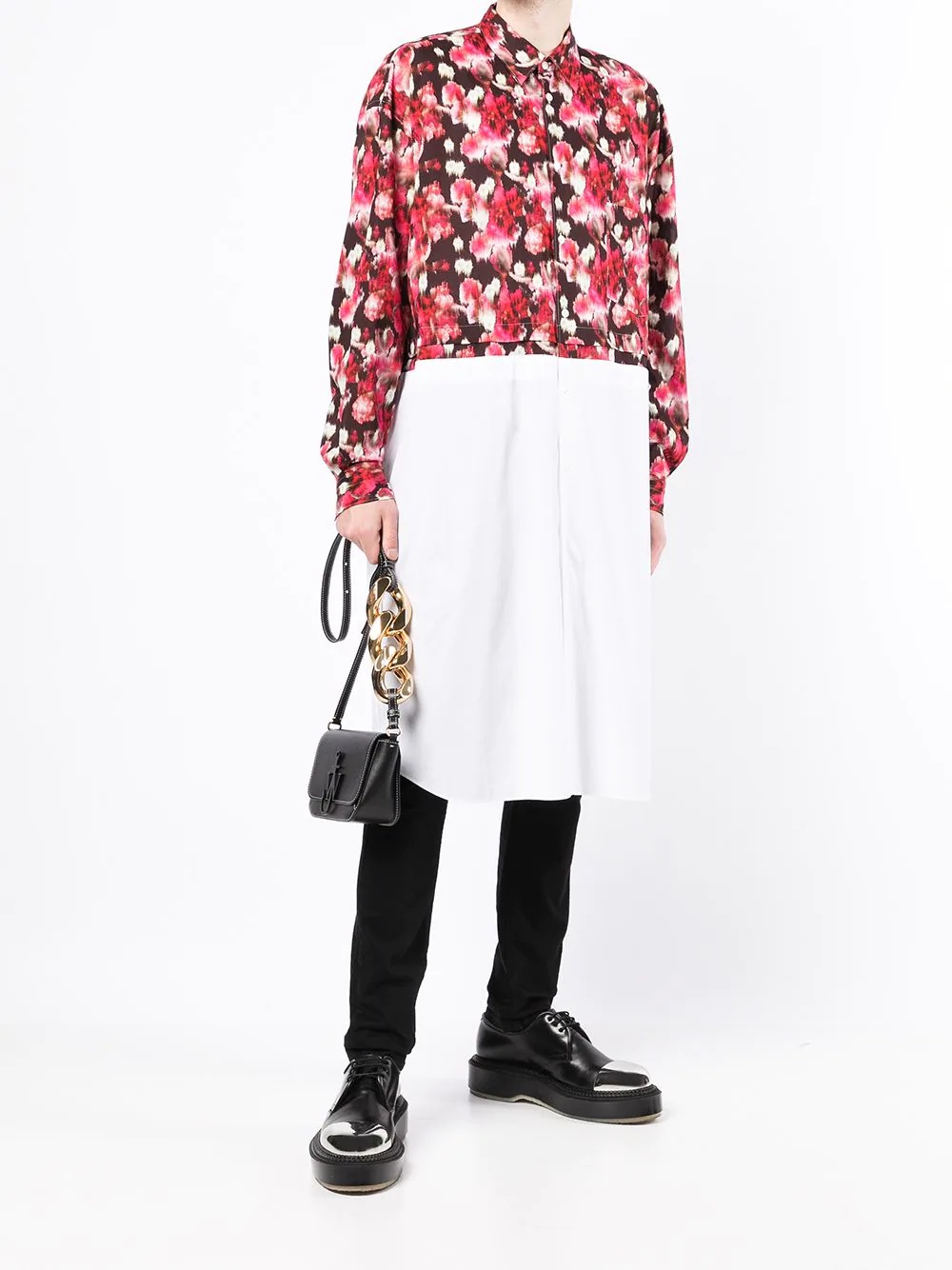 floral colour-block shirt - 2