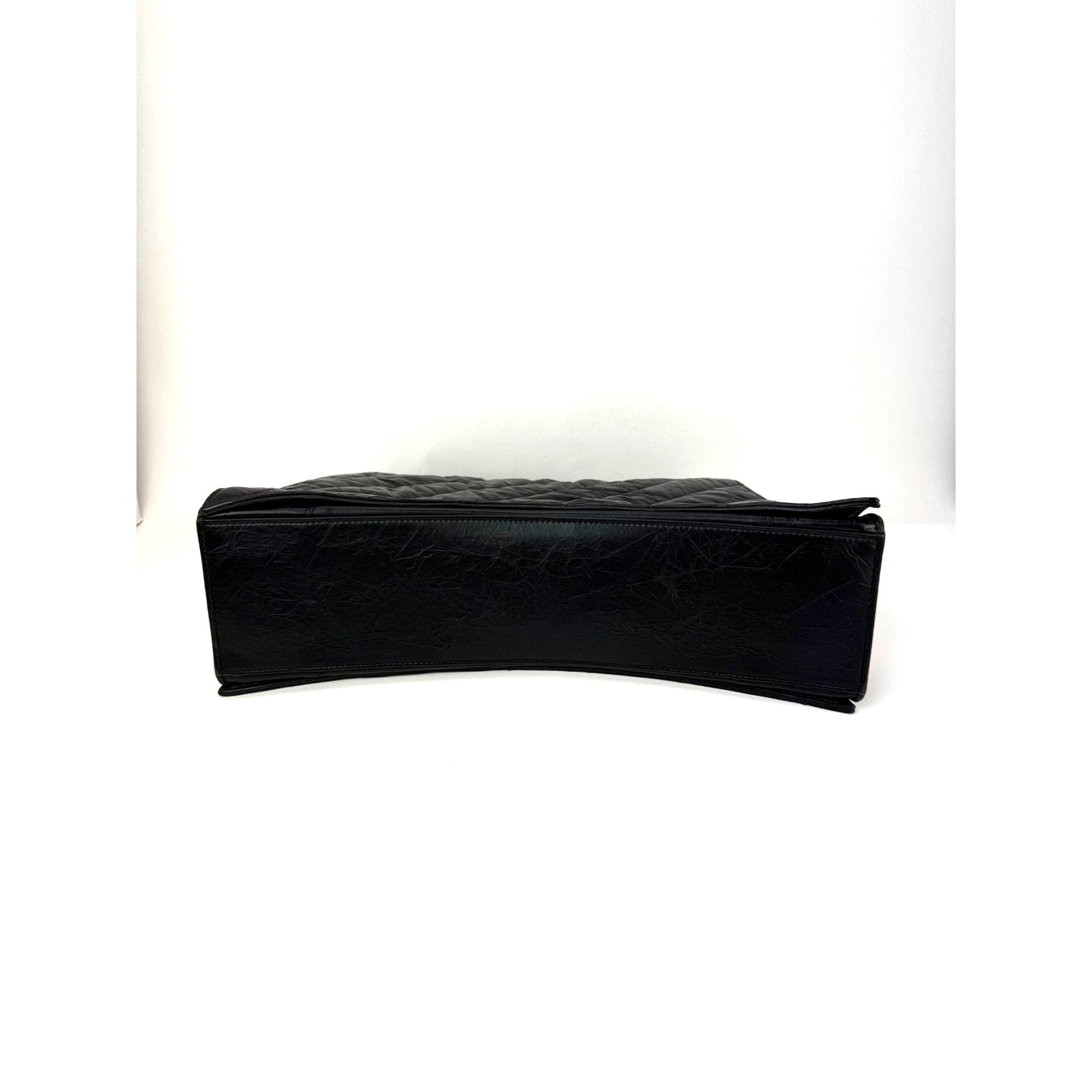 Balenciaga Large Crush Leather Matte Black Quilted  Shoulder Bag - 5
