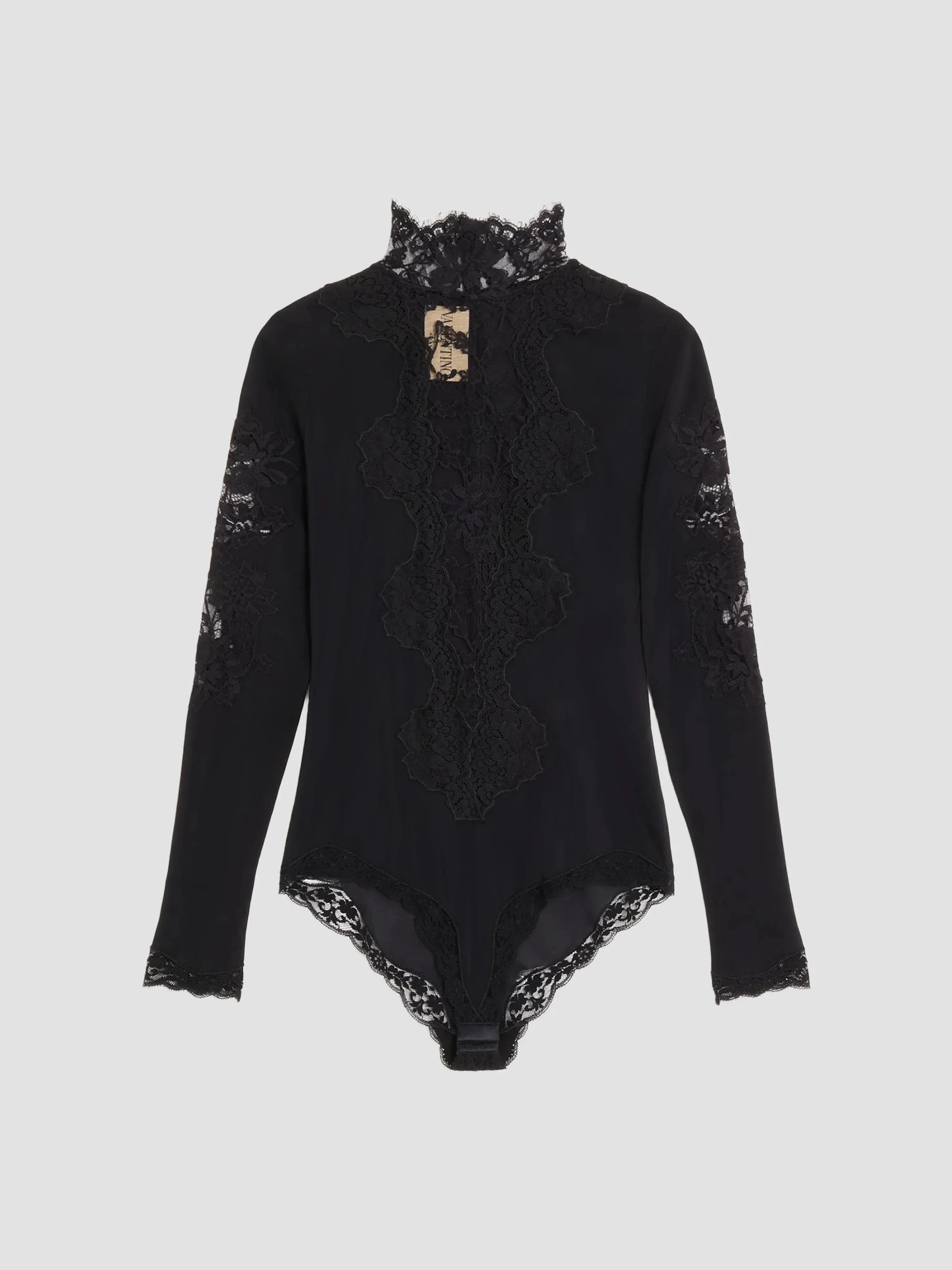 Women's Jersey Bodysuit with Lace - Black - 1