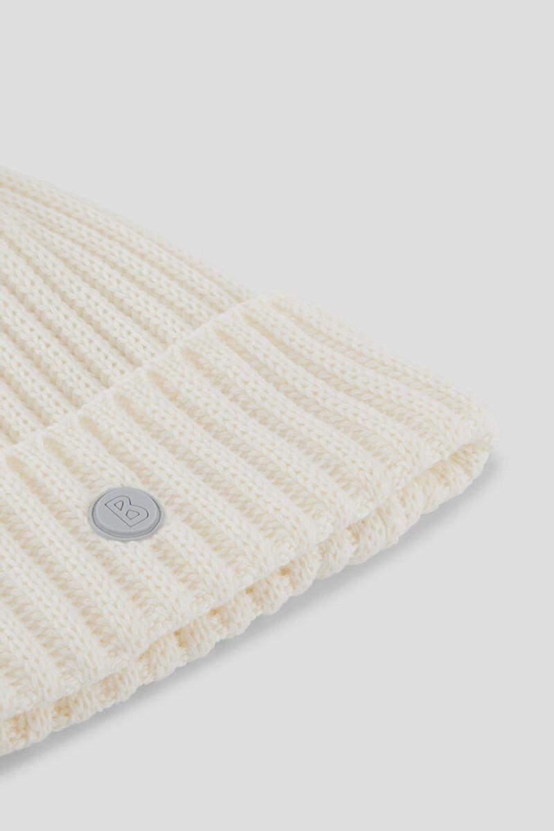 BOGNER Ranya Knitted hat with lambskin pompom in Off-white outlook