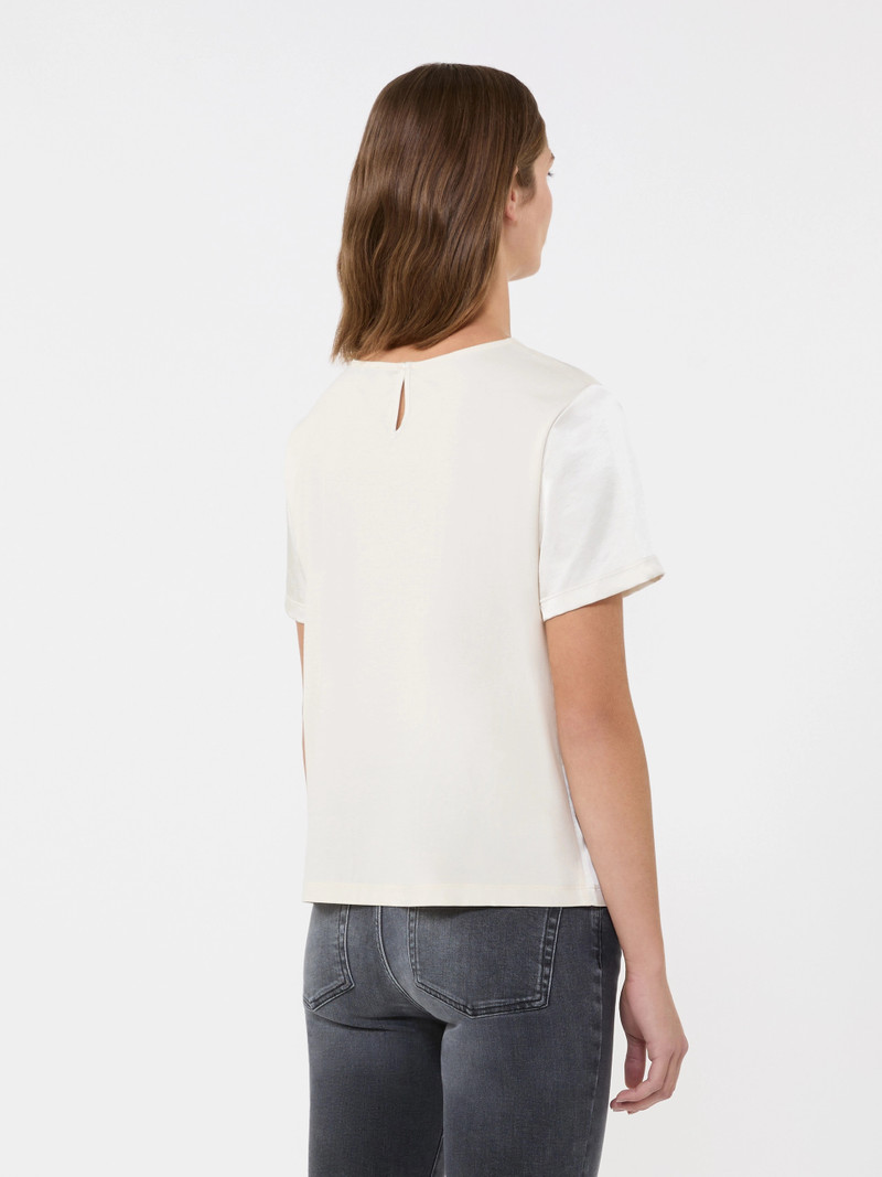 ZONA Satin and jersey T-shirt - ECRU 4