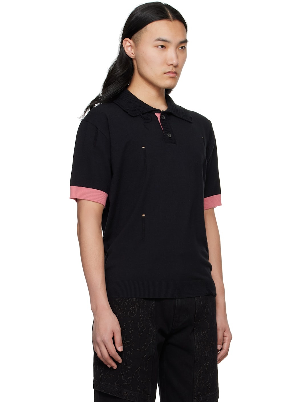 Black Damaged Polo - 2