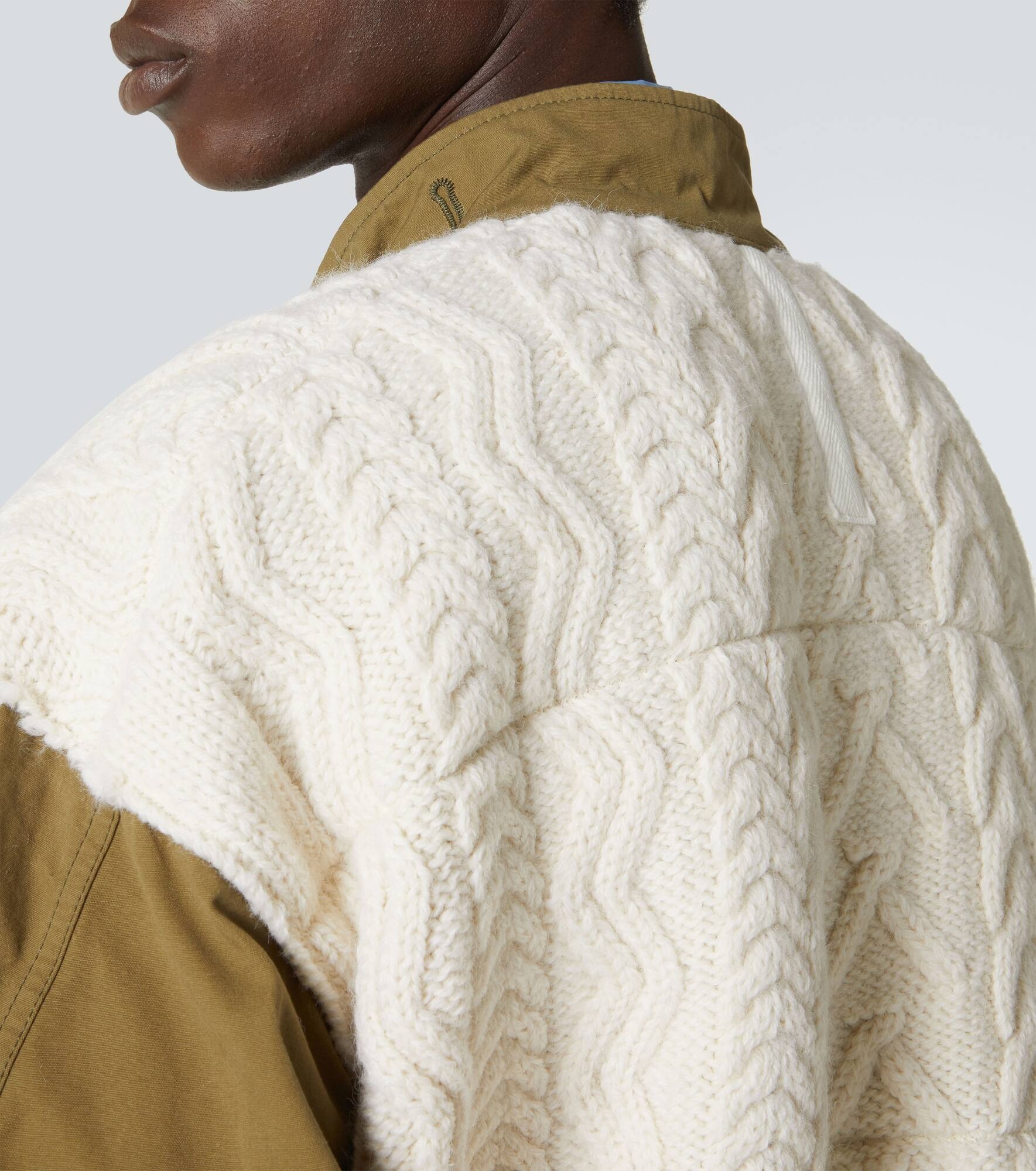 Aran wool-trimmed cotton jacket - 6
