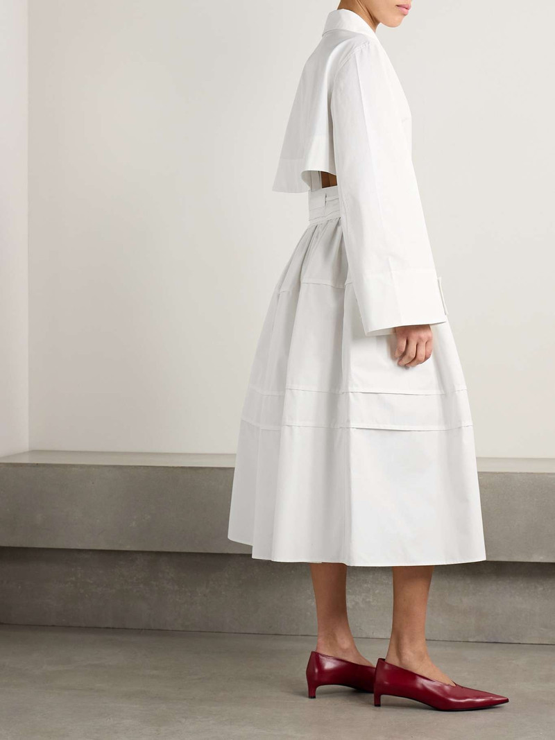 Gathered cotton-poplin midi dress White 3