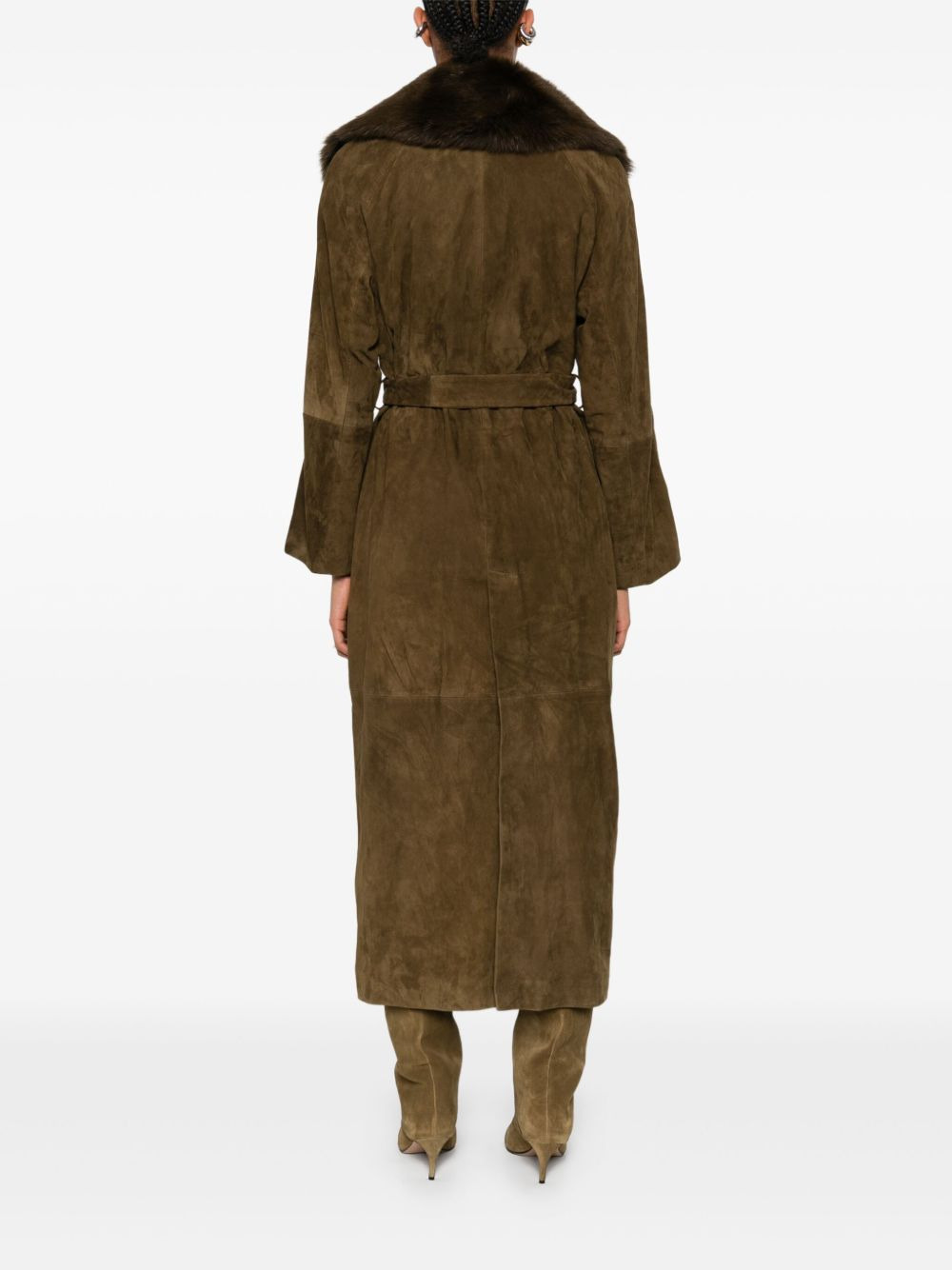 Briona faux-fur collar suede coat - 4