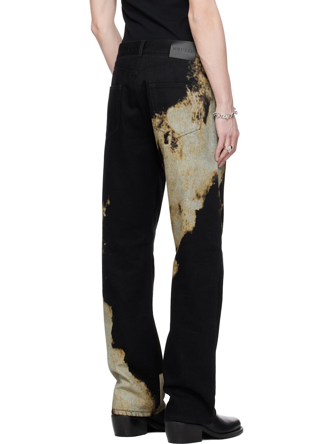Black & Gray Abstract Print Jeans - 3