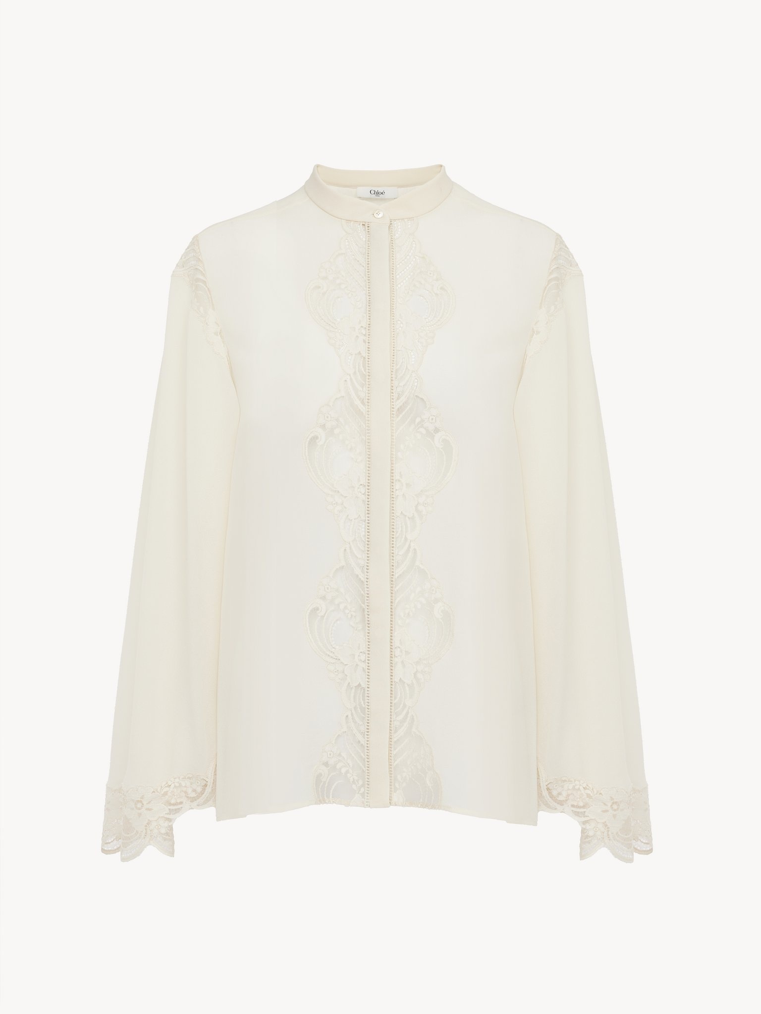 FLUID BLOUSE IN SILK GEORGETTE & LACE - 2