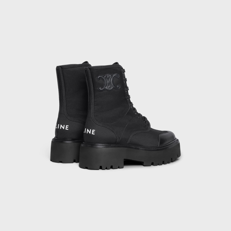 CELINE BULKY LACED UP BOOT in NYLON AND SHINY BULL 4