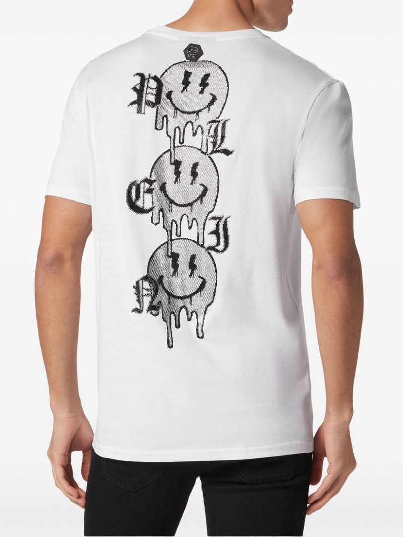 rhinestone-logo cotton T-shirt 4