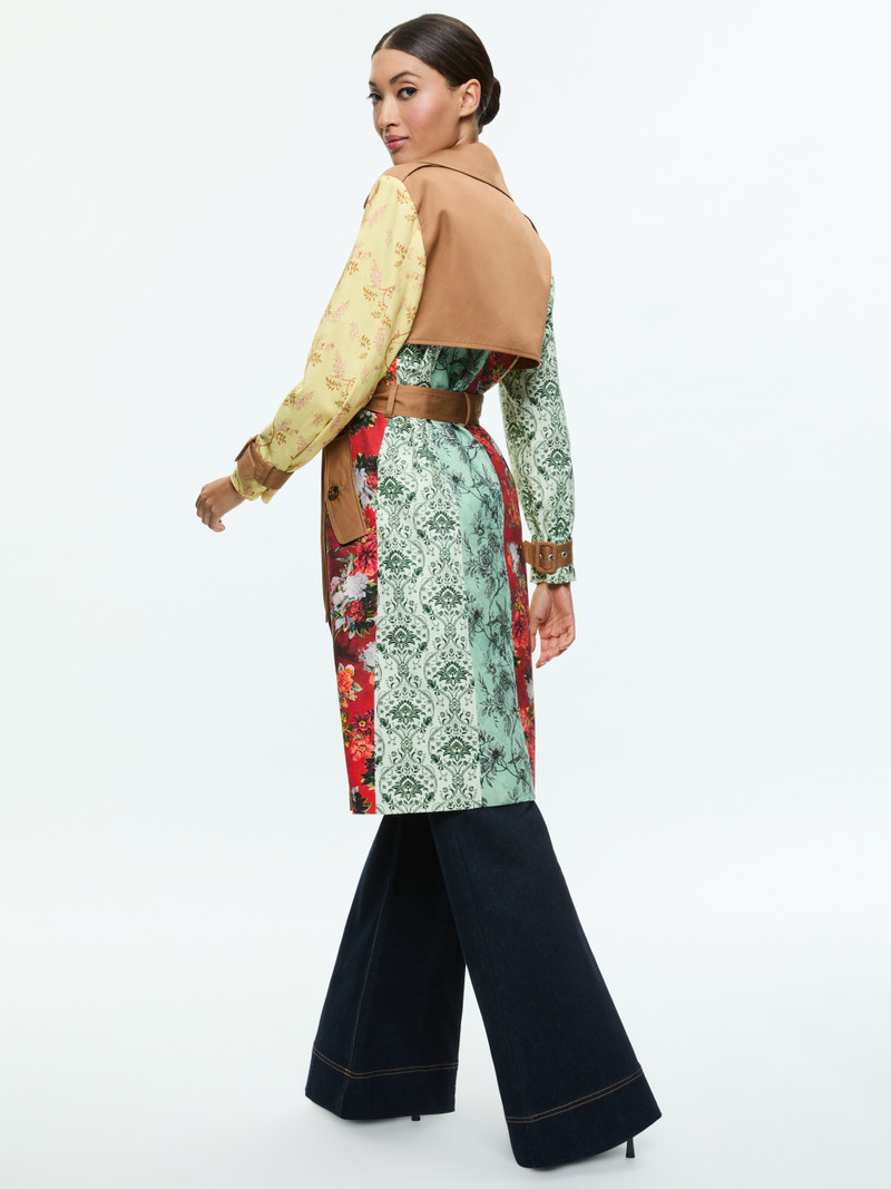 Alice + Olivia KEITH MIDI TRENCH WITH LACE DETAIL outlook