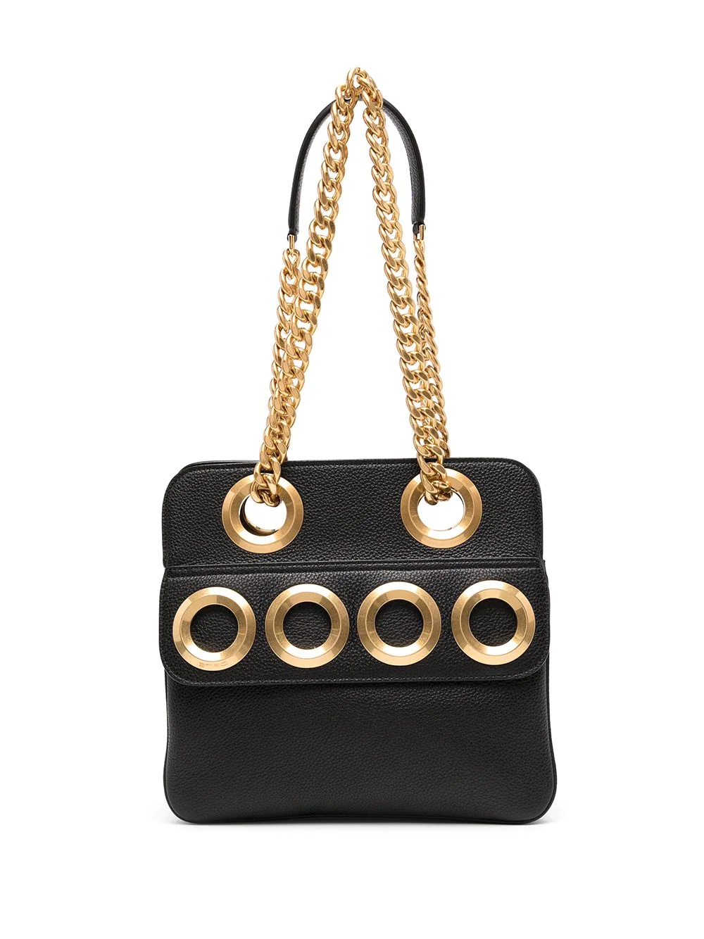 ring-detail leather shoulder bag - 1