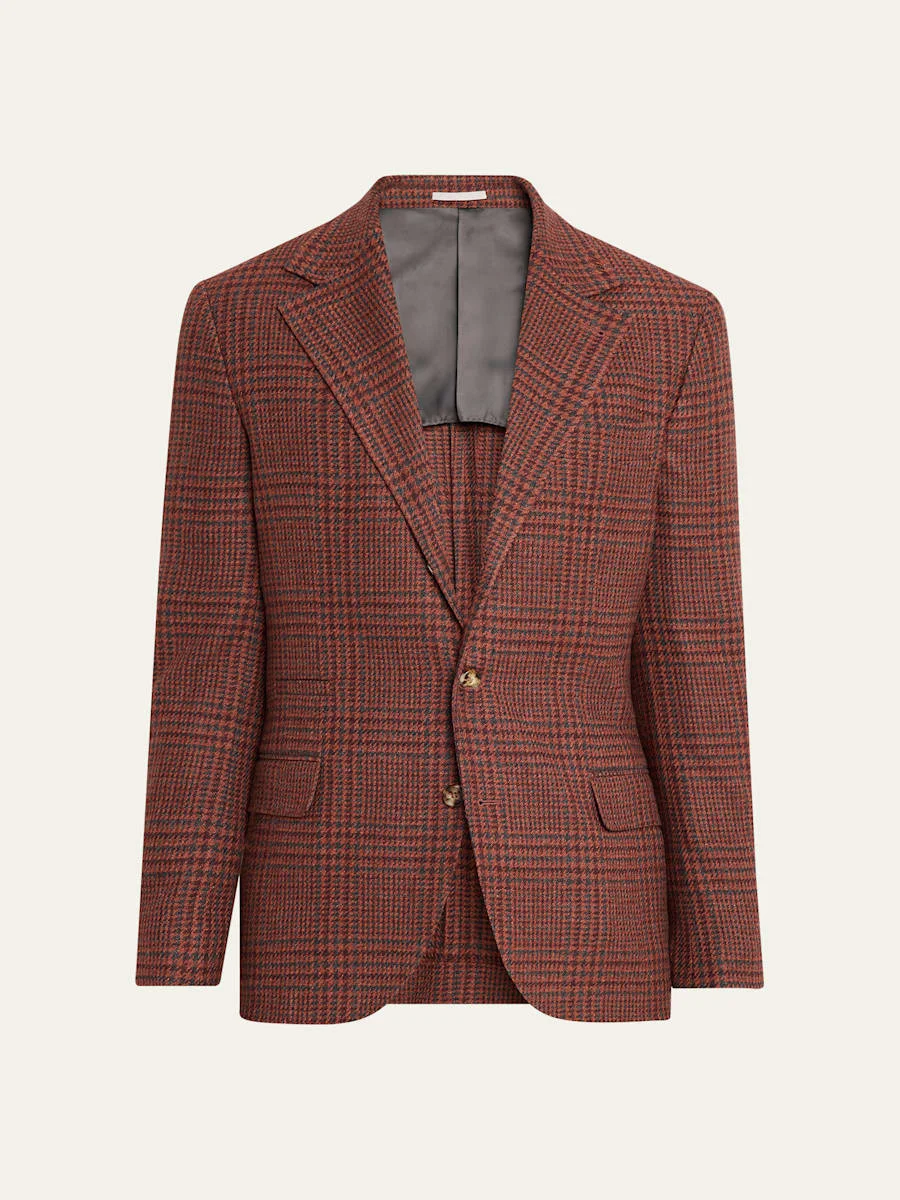 Men's Cashmere Houndstooth Check Single-Breasted Sport Coat - 1