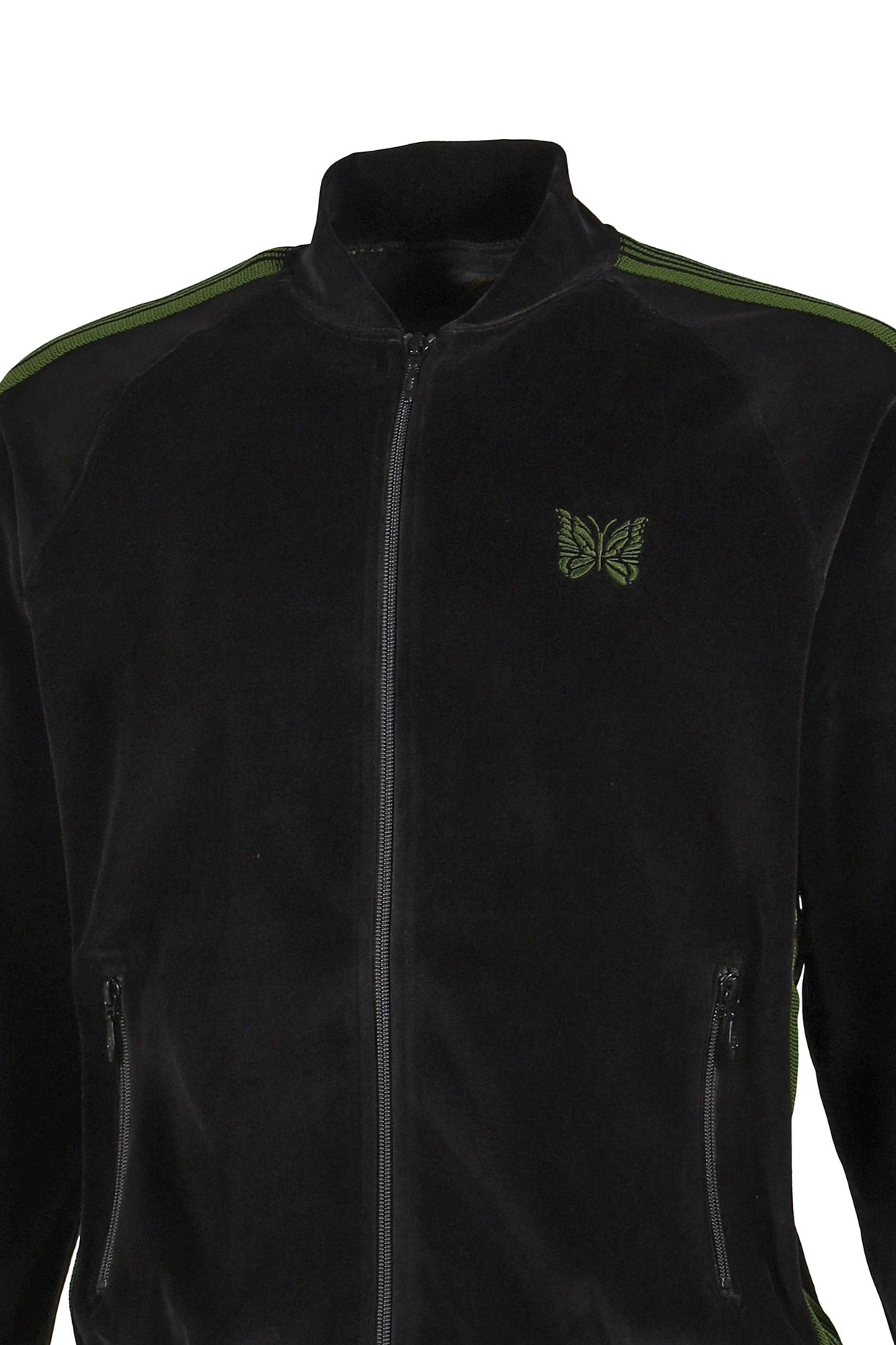 RIB COLLAR TRACK JACKET - C/PE VELOUR / BLK - 9