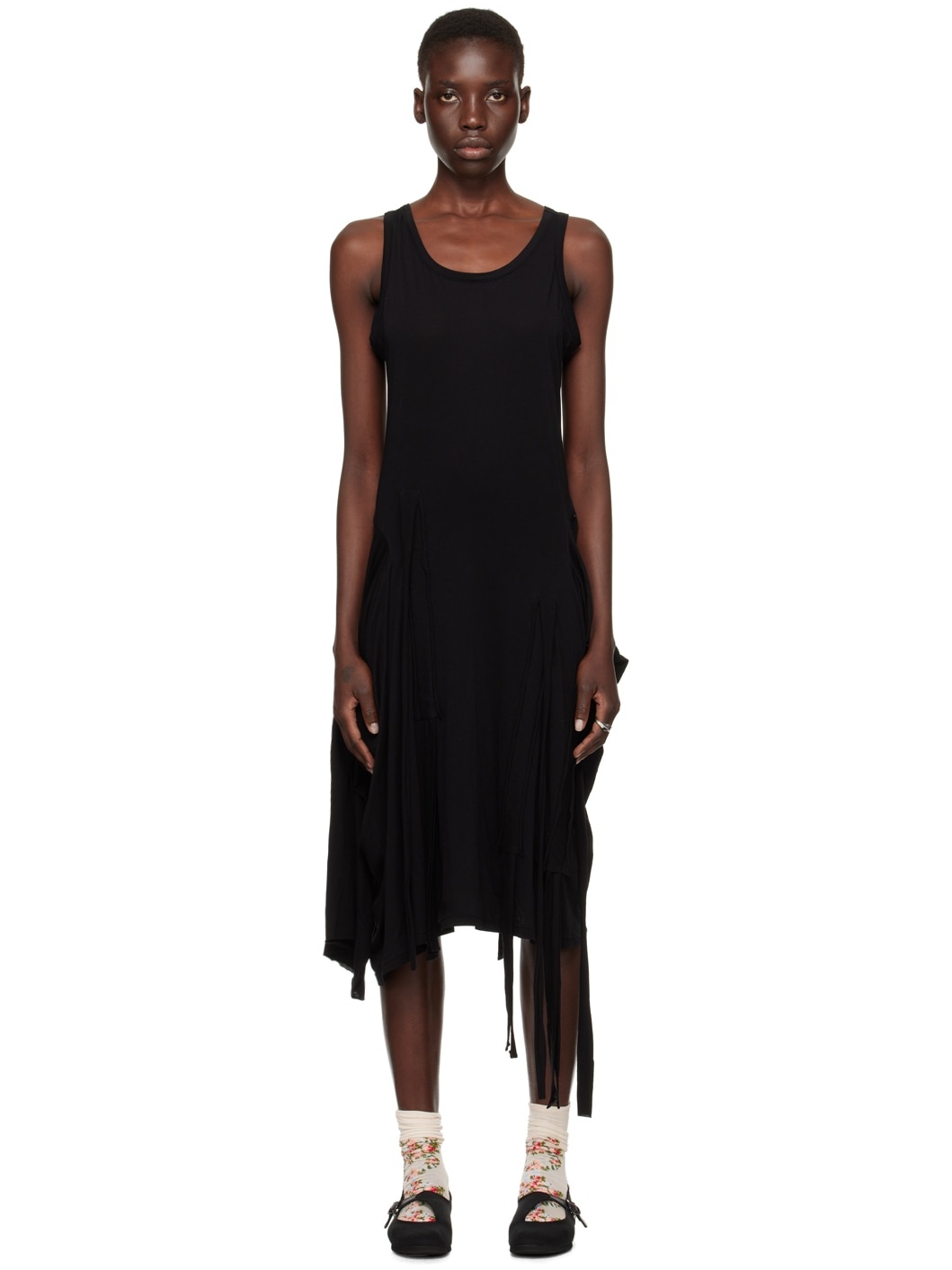Black Drawstring Midi Dress - 1
