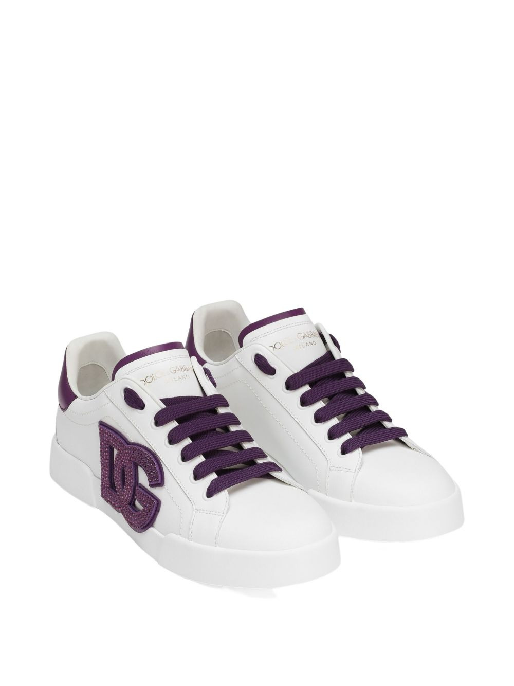 crystal-embellished leather sneakers - 2