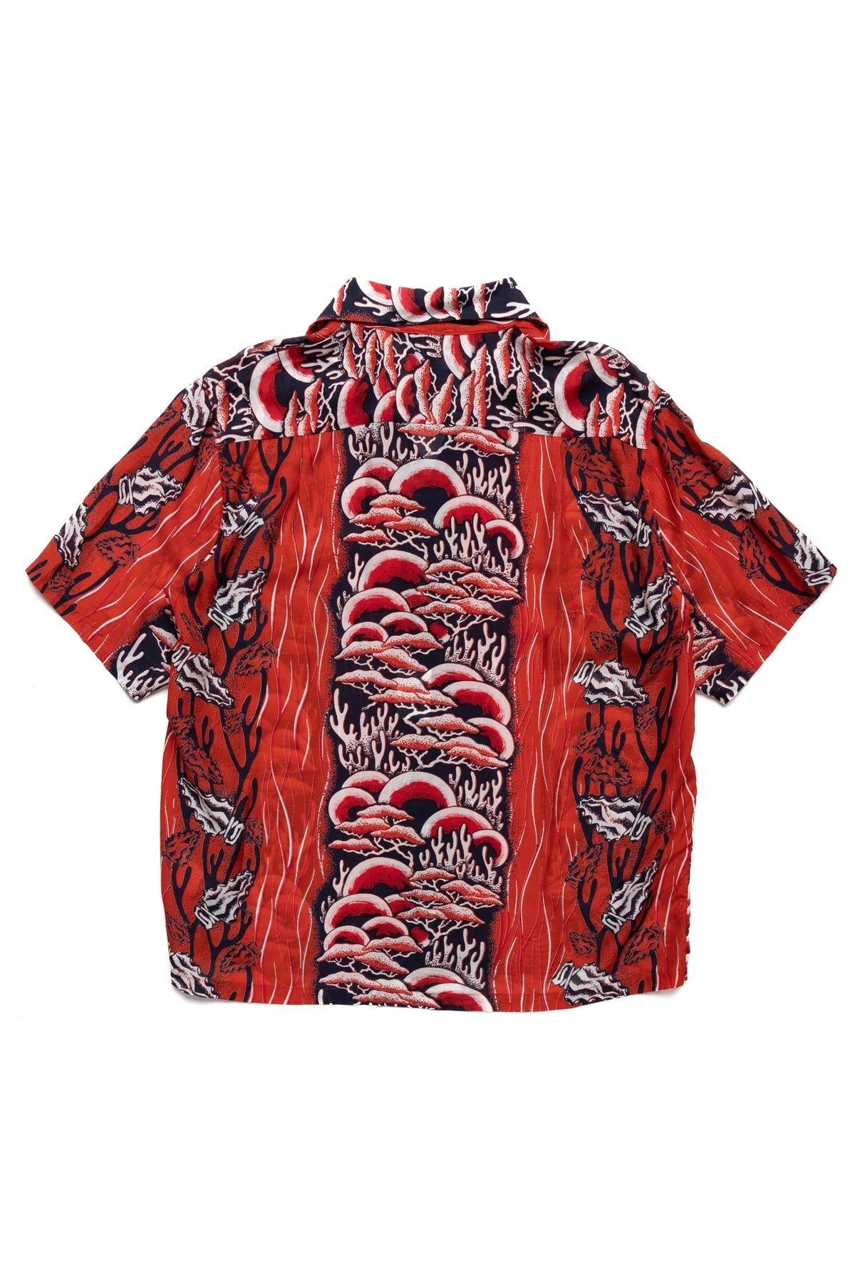 Silk Rayon SOUFFLE & ARROWHEAD WRANGLE Collar Aloha Shirt - Red - 3