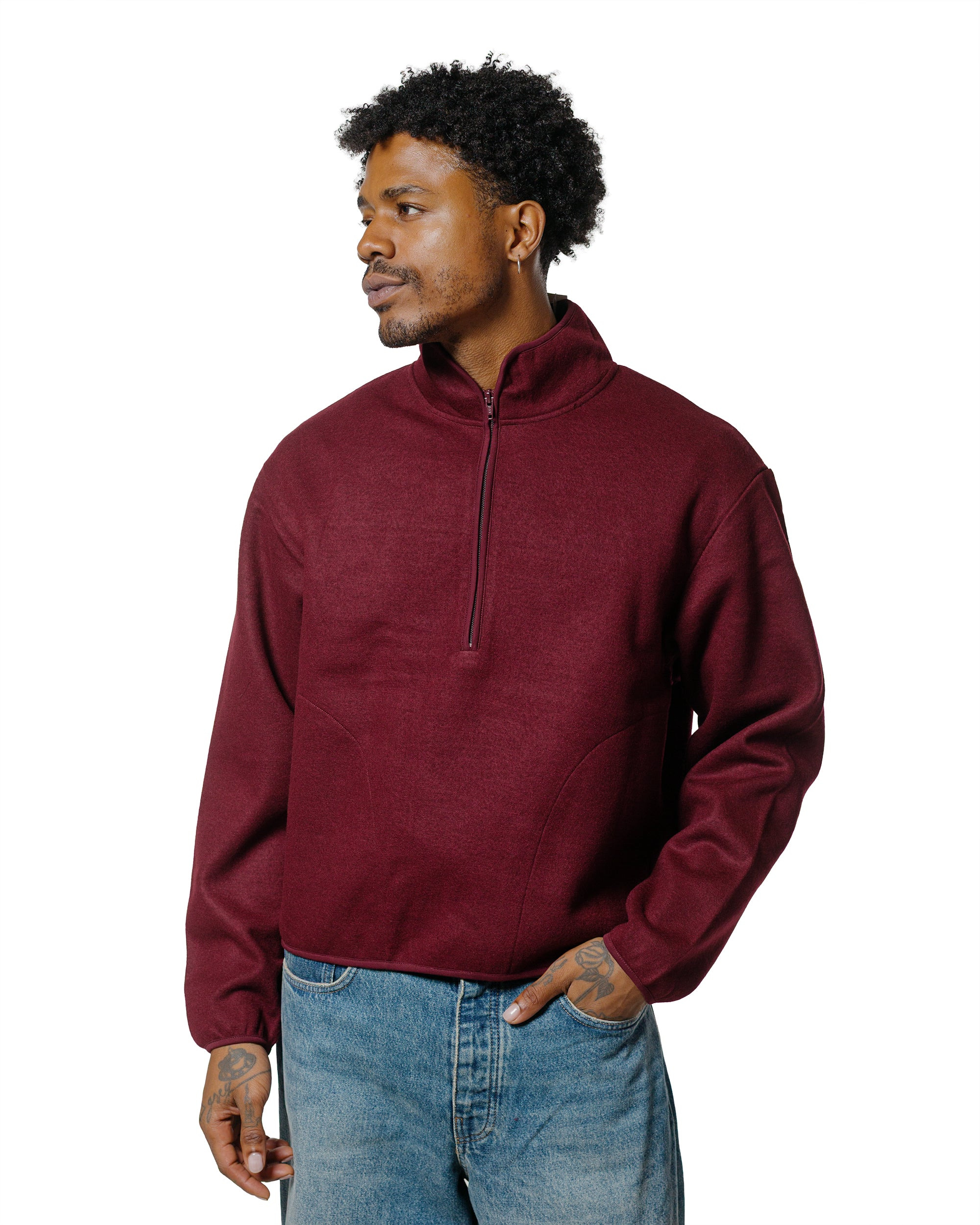Wool Half Zip Burgundy - 2