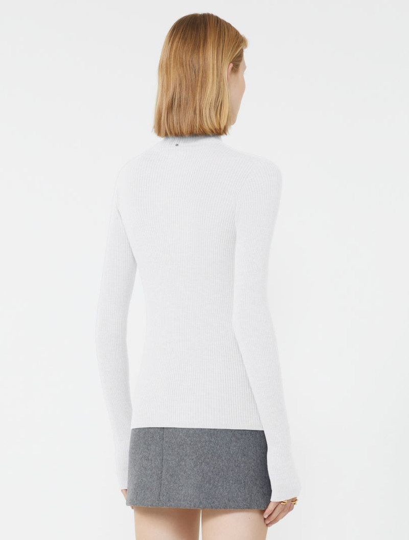 Wool mock polo-neck sweater - white 4