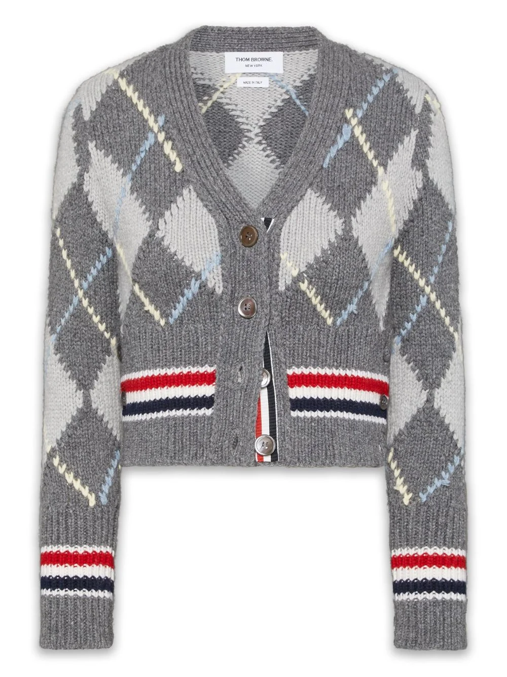 argyle-intarsia v-neck cardigan - 1