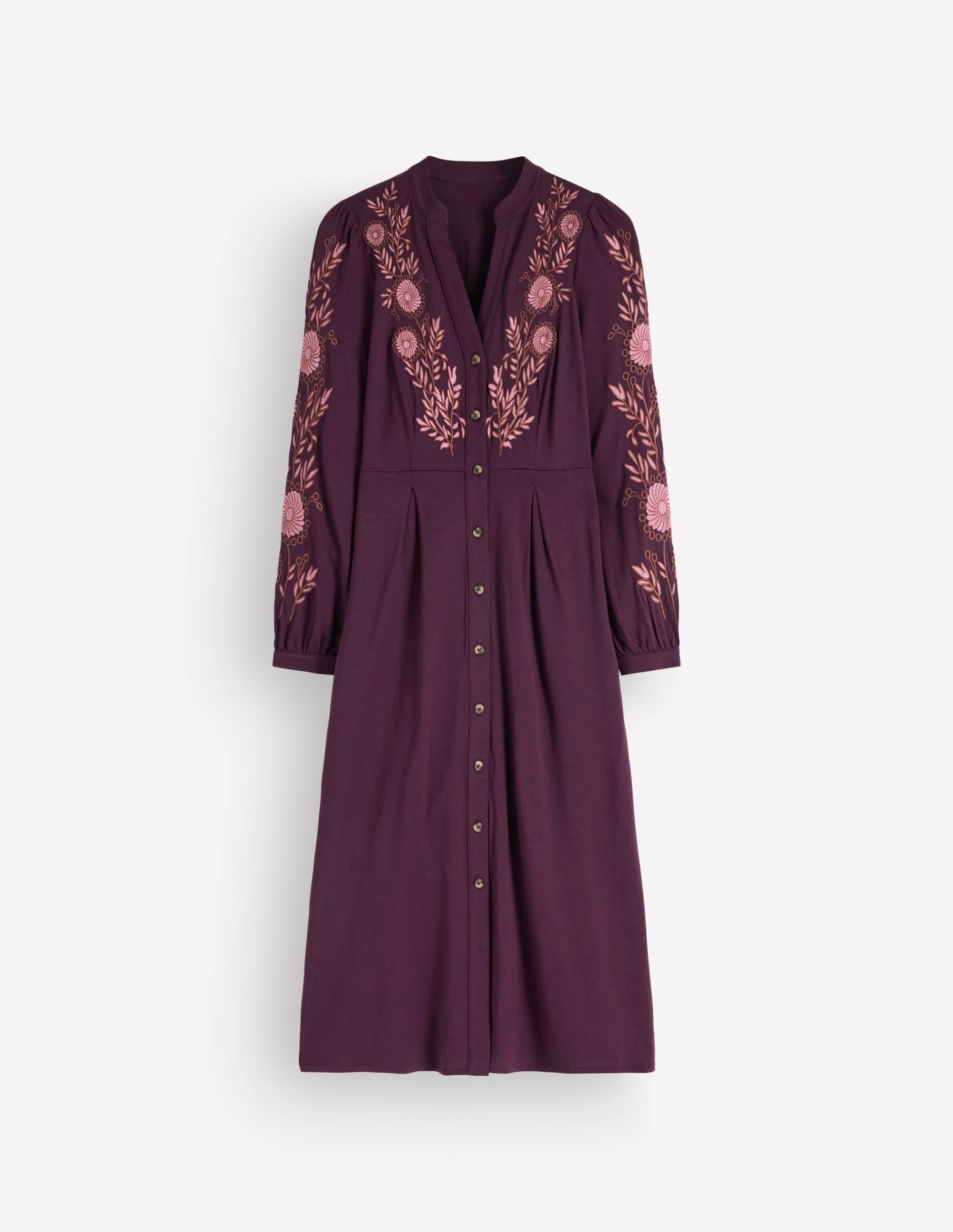 Juliet Jersey Midi Dress-Dark Cherry Embroidery - 1