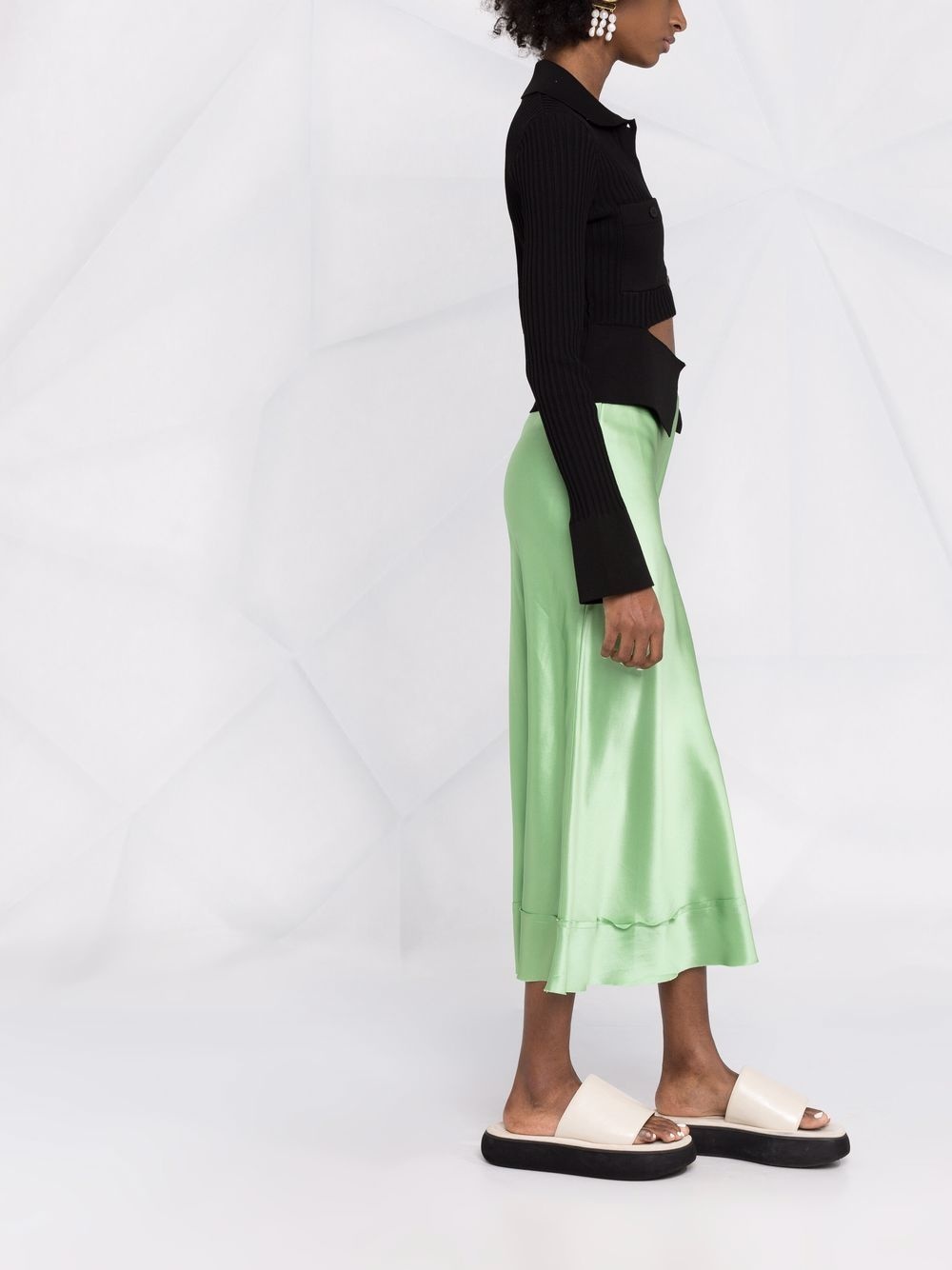 ribbed buttoned-up knitted top - 6