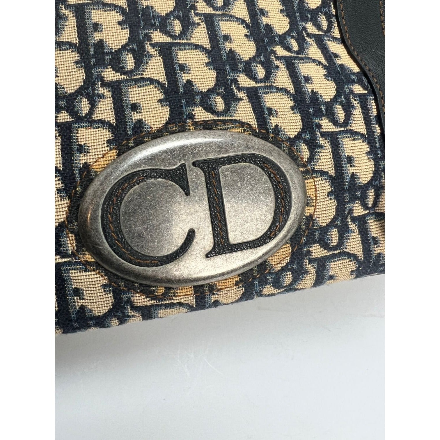 CHRISTIAN DIOR Monogram Trotter CD Blue Canvas Hand Bag - 11