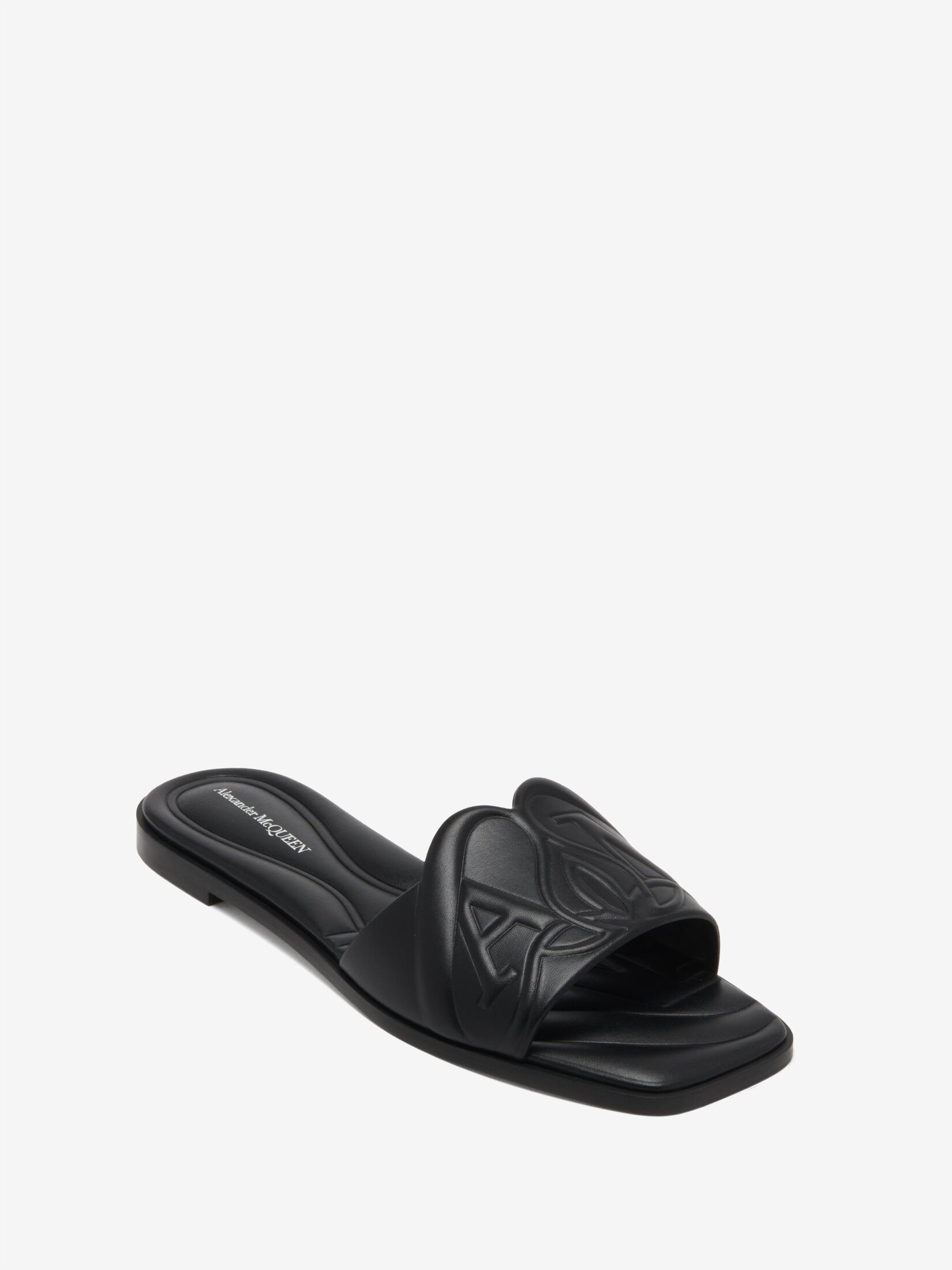 Women's Seal Flat Slide Sandal in Black - 5