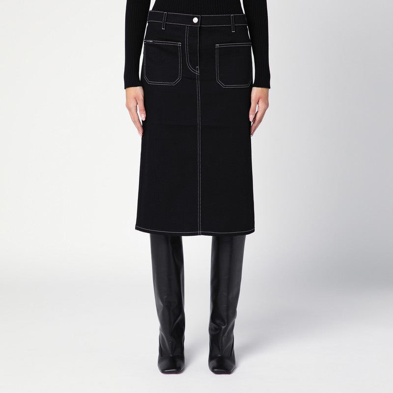 BLACK DENIM MIDI SKIRT - 1