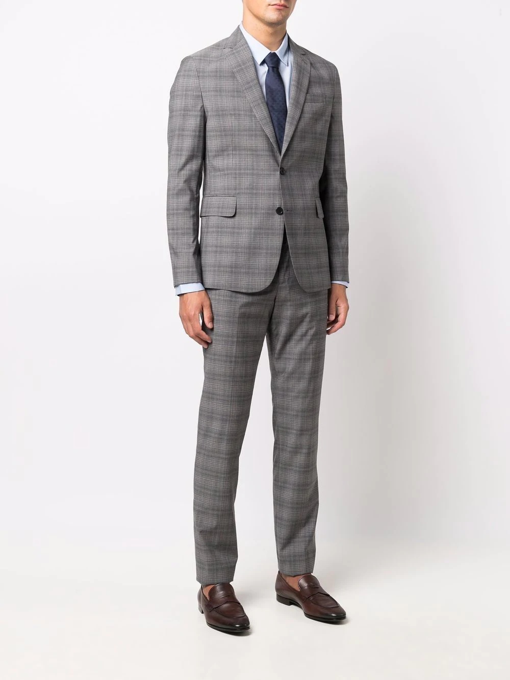 check-print single-breasted suit - 3