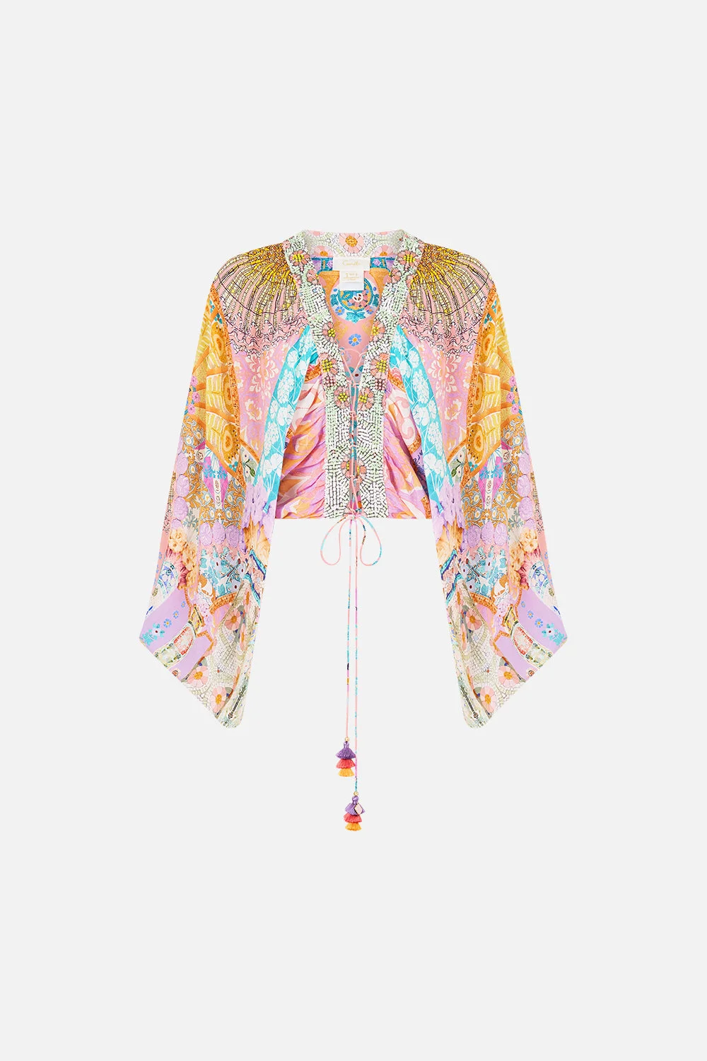 LACE UP FRONT BLOUSON SLEEVE BLOUSE HOWDY GAUDI - 1