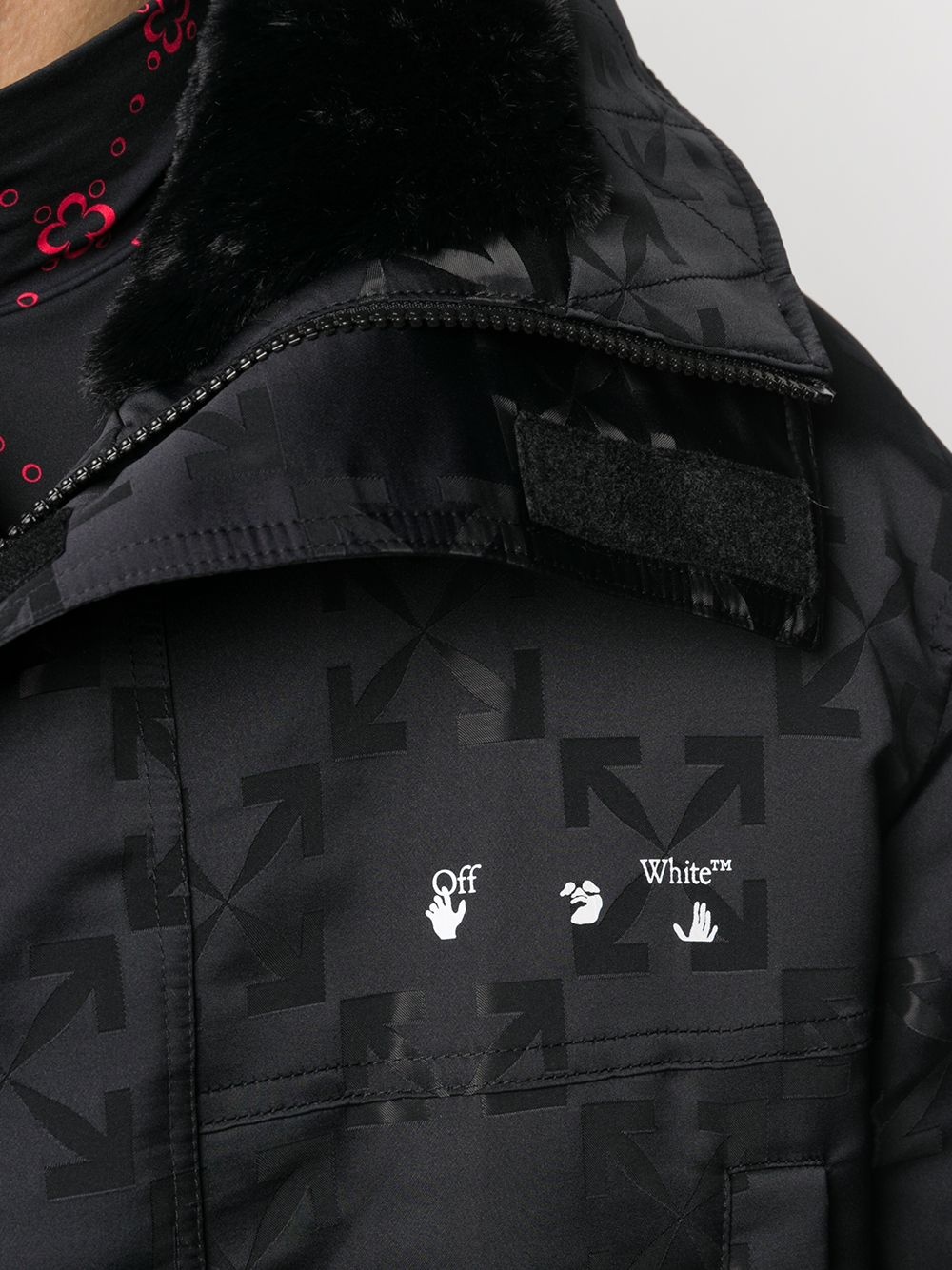 logo pattern padded parka - 5