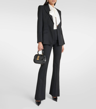 VERSACE High-rise wool-blend flared pants outlook