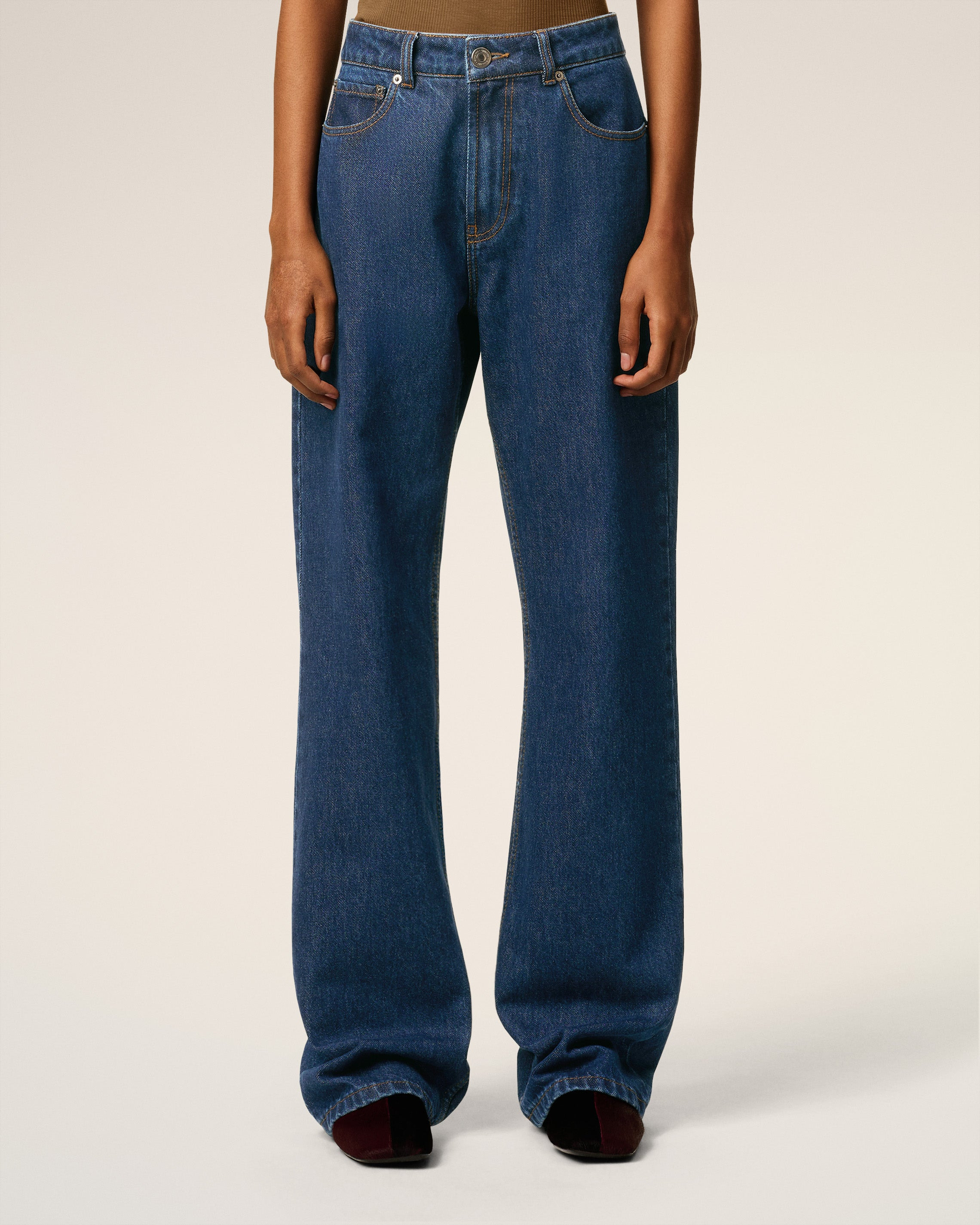 BLUE COTTON LARGE FIT JEANS - 3