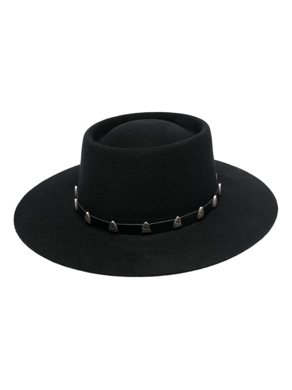 stud-embellished wool boater hat - 1