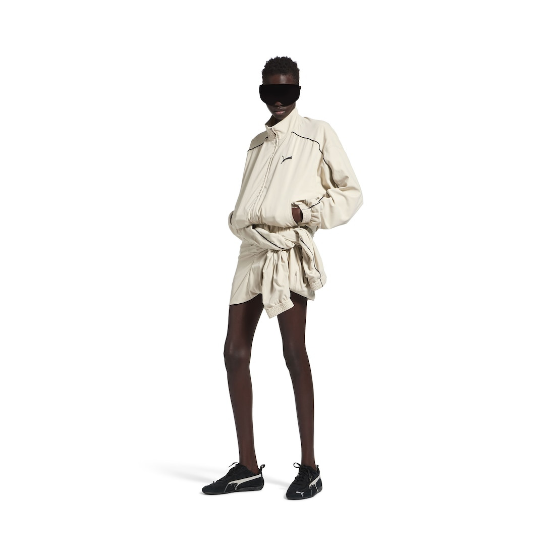 Women's Knotted Tracksuit Skirt in Cream - 2