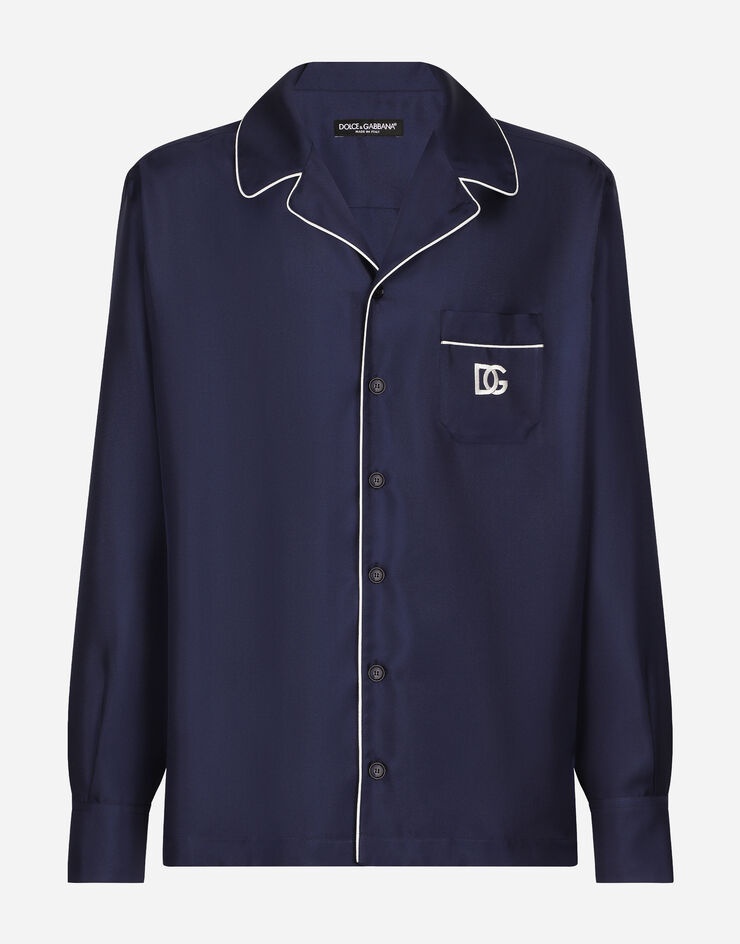 Silk shirt with DG logo-embroidered patch - 1