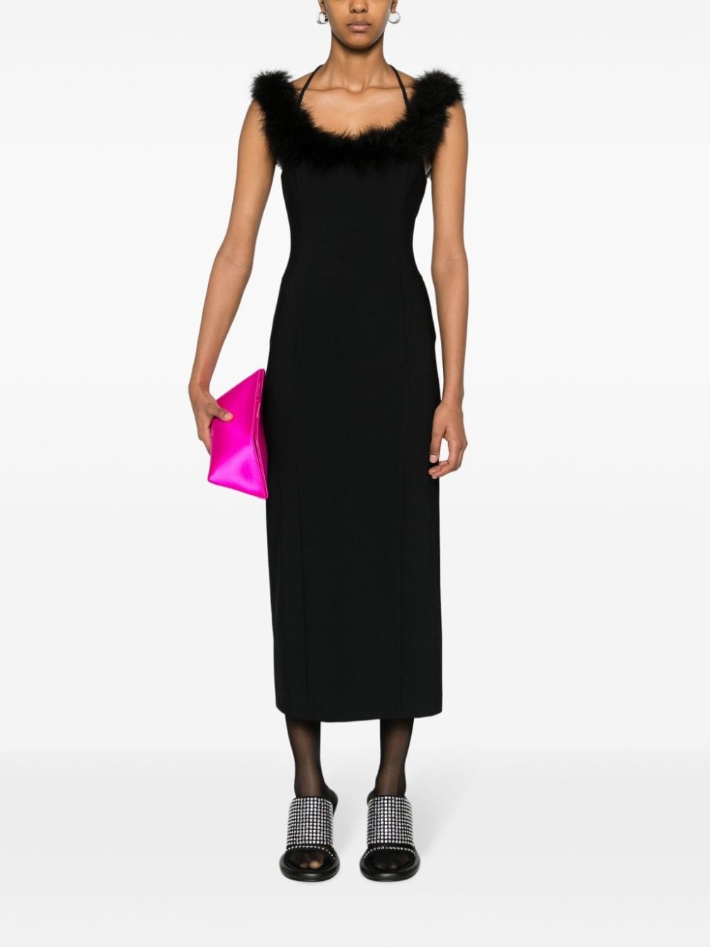 feather-trim midi dress - 2