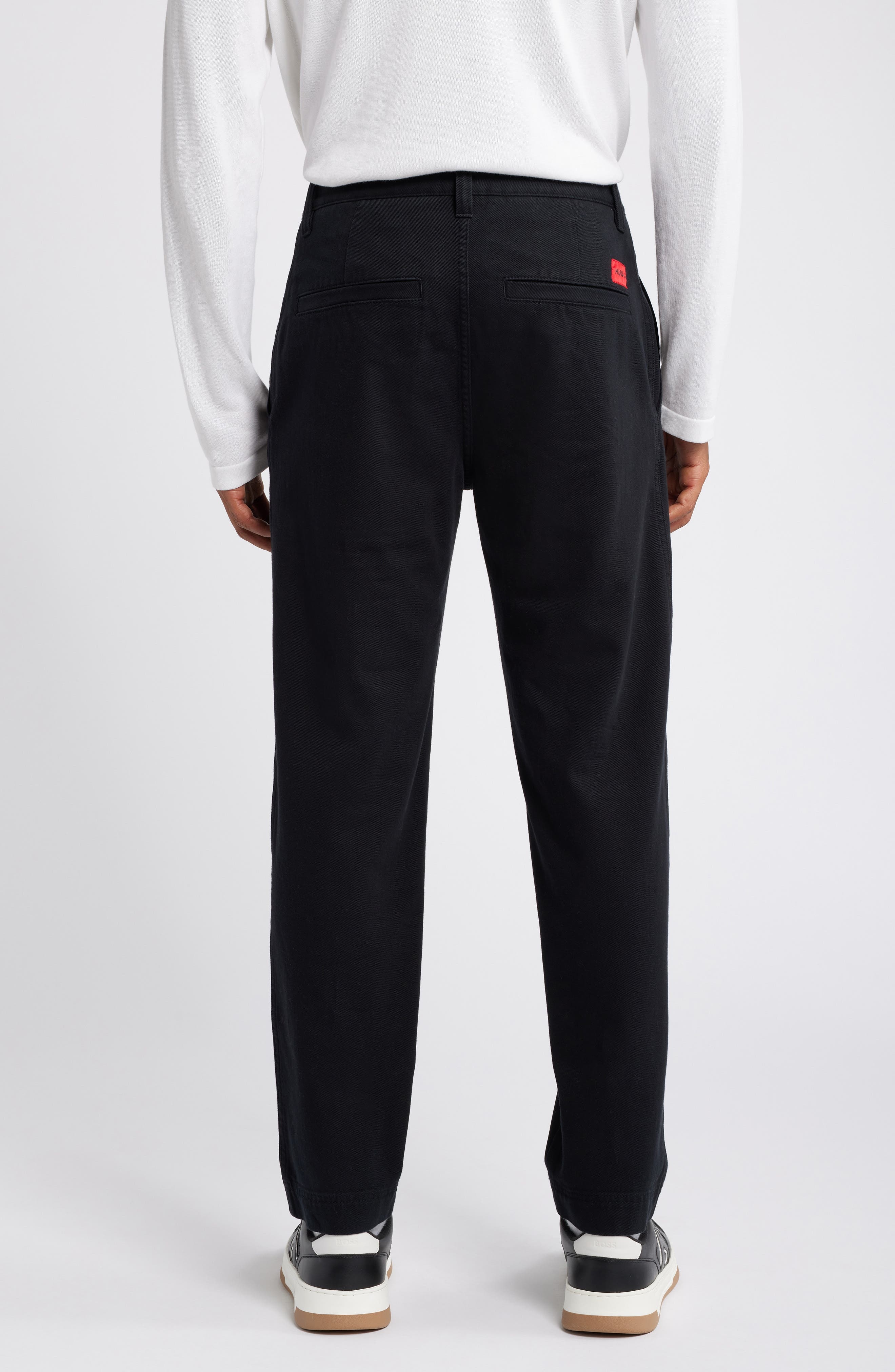 HUGO Zeebo Flat Front Cotton Twill Chinos in Black at Nordstrom - 2