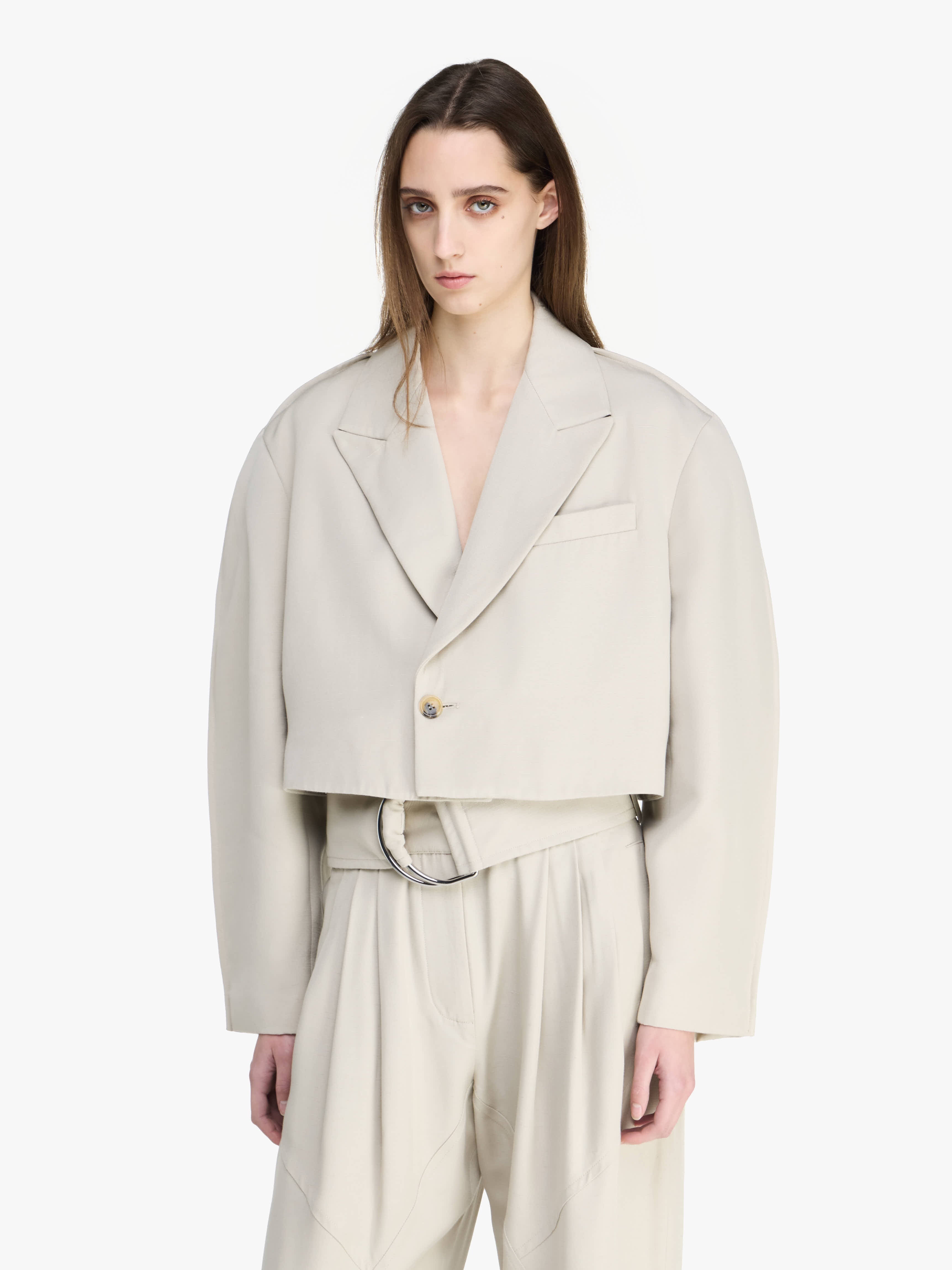 CROPPED ROUNDED TAILORED JACKET - 4
