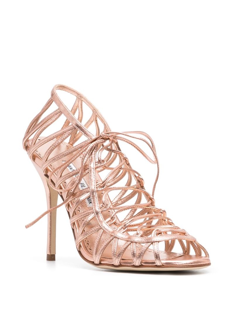 metallic-effect lace-up sandals - 2