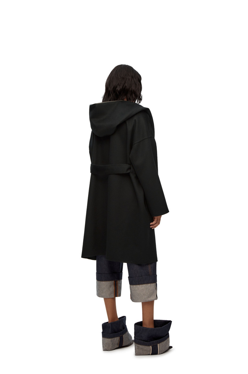 Short hooded coat in wool and cashmere 4